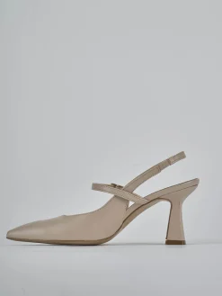 Slingback tacco 7cm pelle beige