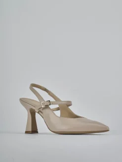 Slingback tacco 7cm pelle beige