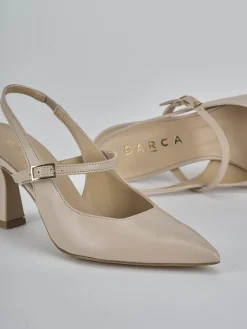 Slingback tacco 7cm pelle beige