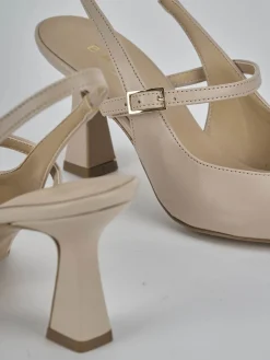 Slingback tacco 7cm pelle beige