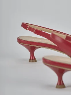 Slingback tacco 4cm pelle rosso