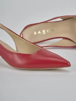 Slingback tacco 4cm pelle rosso