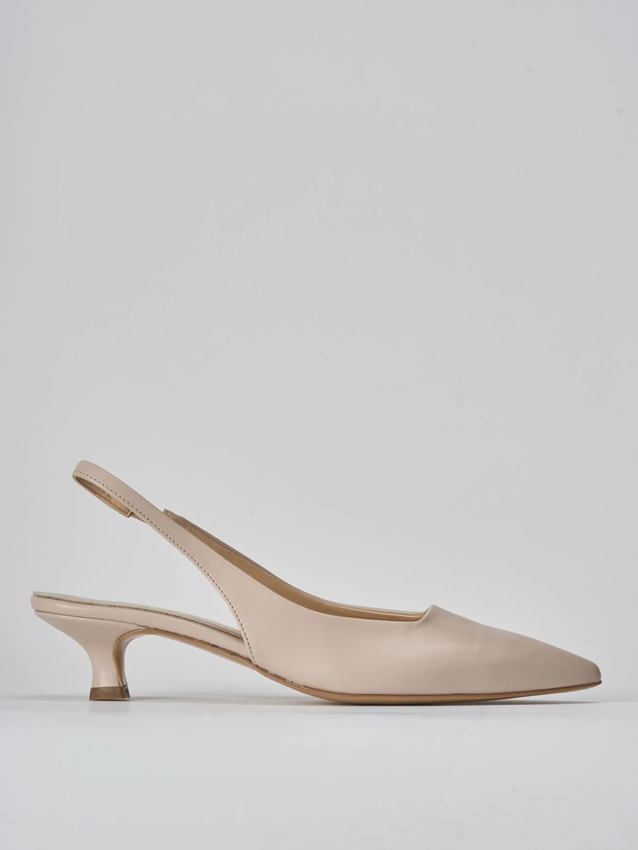 Slingback tacco 3cm pelle beige
