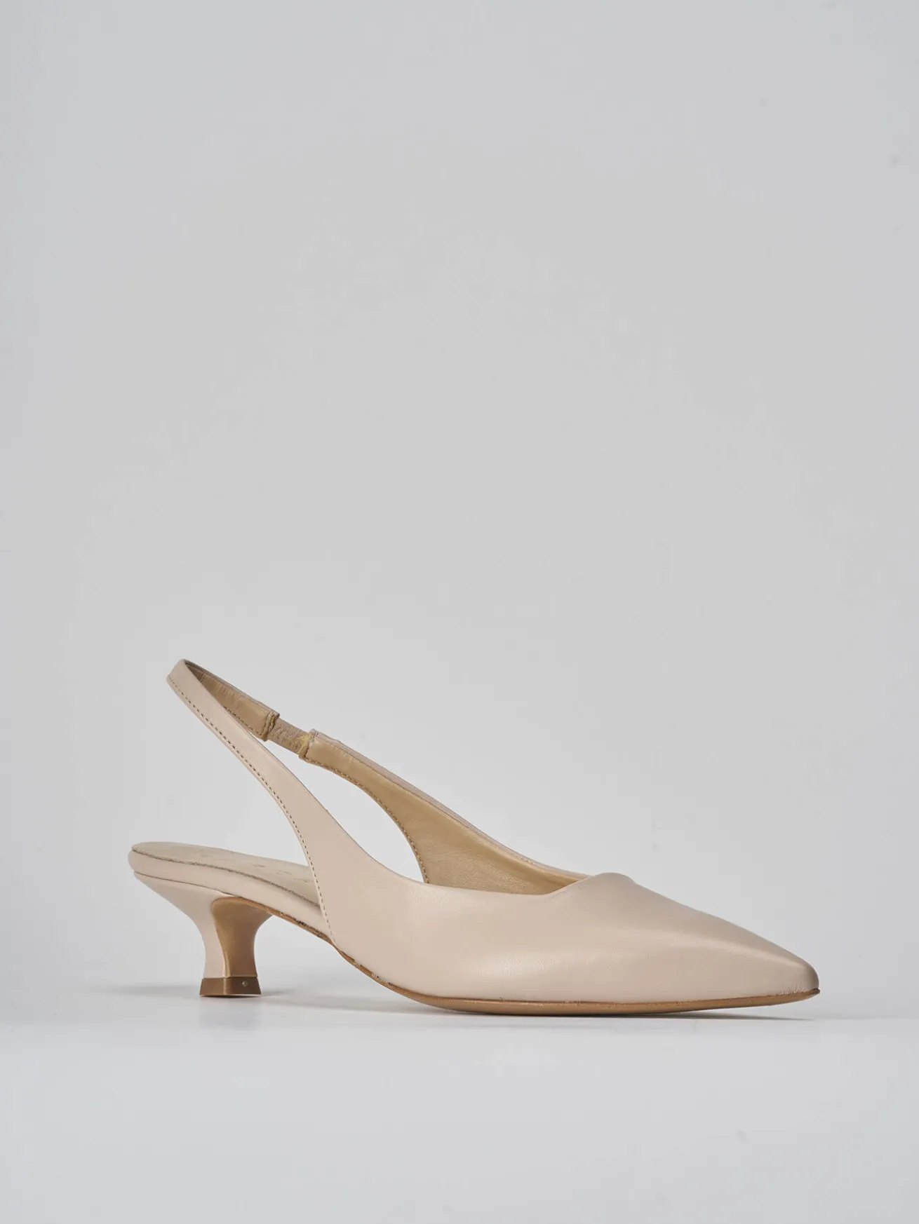 Slingback tacco 3cm pelle beige