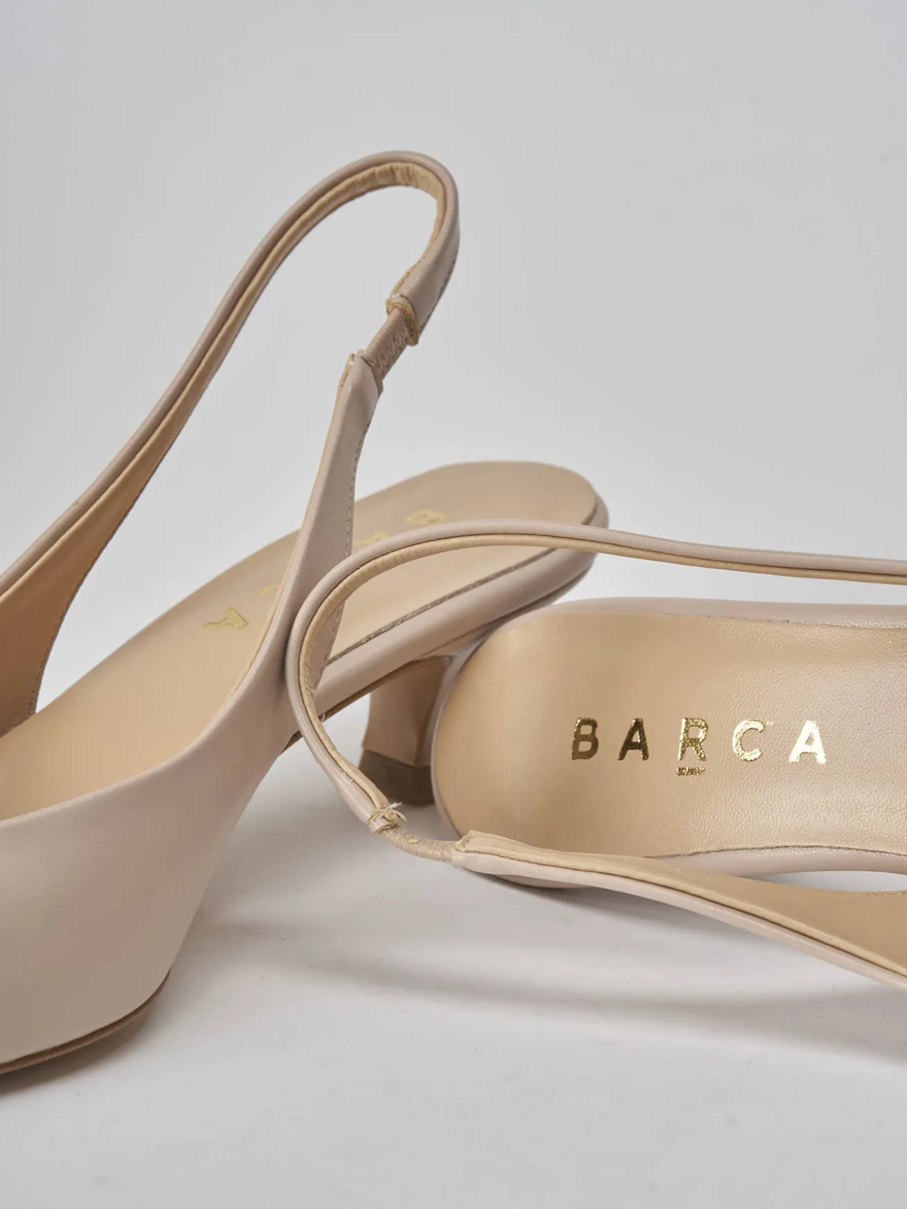 Slingback tacco 3cm pelle beige