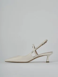 Slingback tacco 5cm pelle bianco
