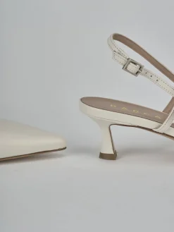 Slingback tacco 5cm pelle bianco