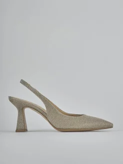 Slingback tacco 7cm pelle oro