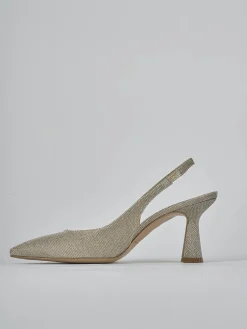 Slingback tacco 7cm pelle oro