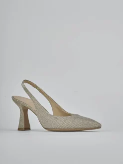 Slingback tacco 7cm pelle oro