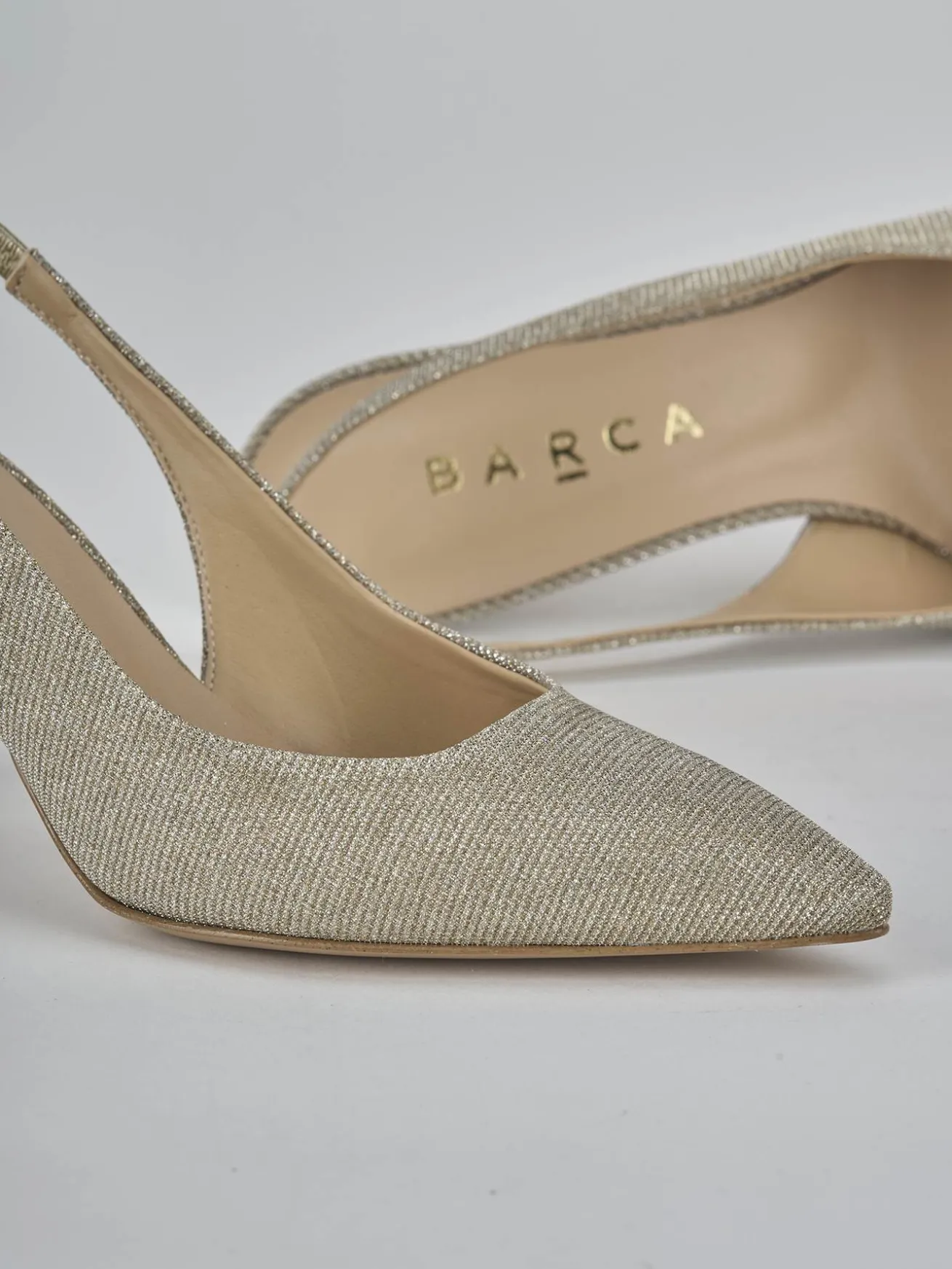 Slingback tacco 7cm pelle oro
