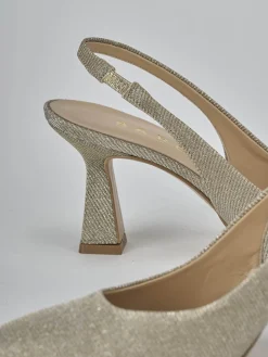 Slingback tacco 7cm pelle oro