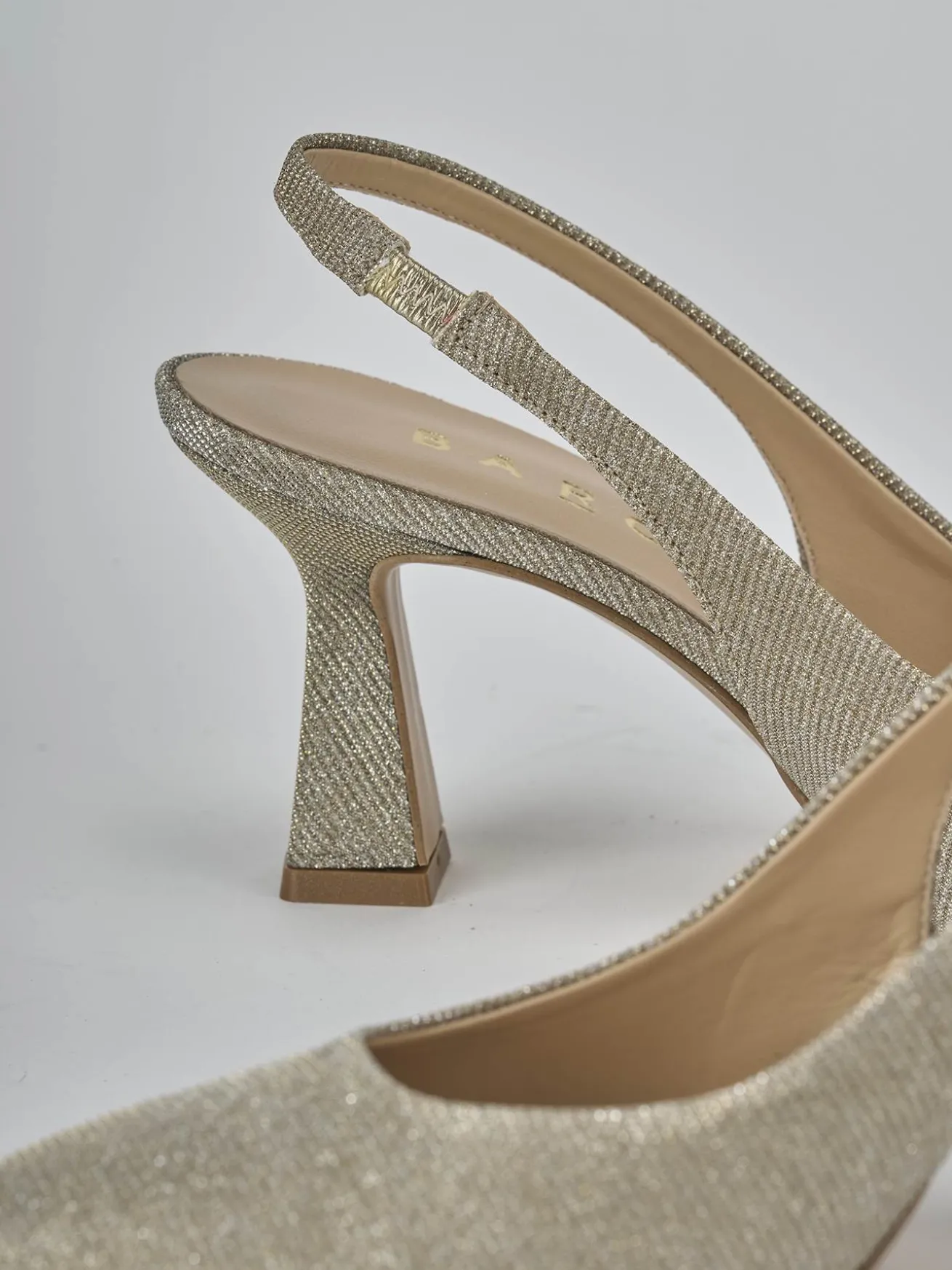 Slingback tacco 7cm pelle oro