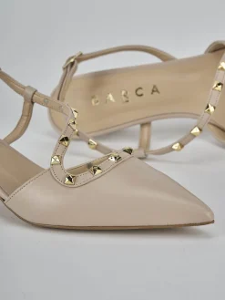 Slingback tacco 4cm pelle beige