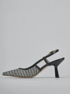 Slingback tacco 7cm pelle nero