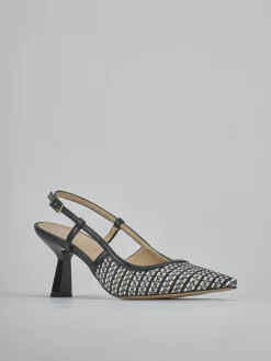 Slingback tacco 7cm pelle nero