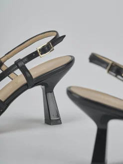 Slingback tacco 7cm pelle nero