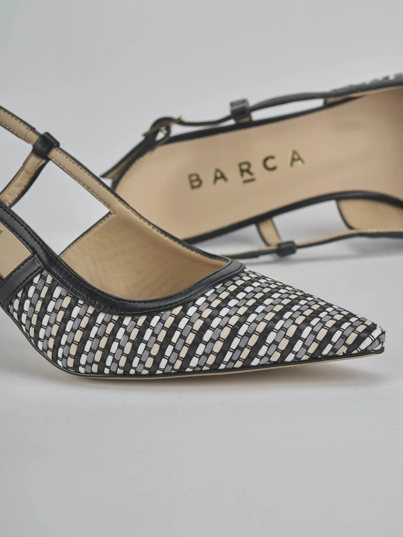 Slingback tacco 7cm pelle nero