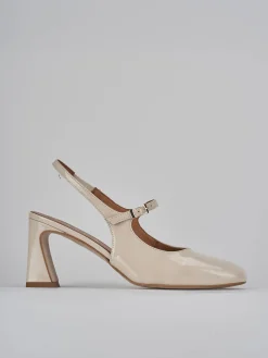 Slingback tacco 7cm pelle beige