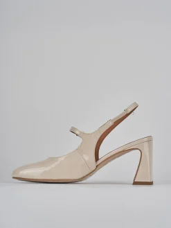 Slingback tacco 7cm pelle beige
