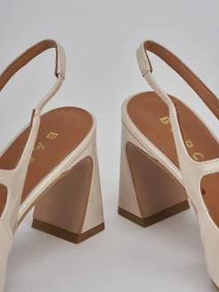 Slingback tacco 7cm pelle beige
