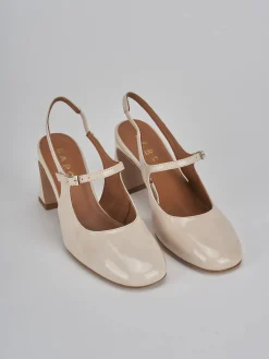 Slingback tacco 7cm pelle beige