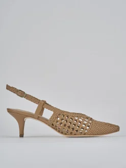Slingback tacco 5cm pelle marrone