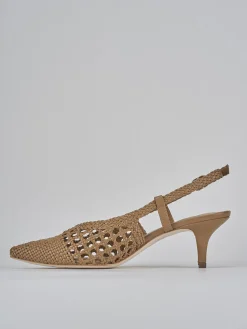 Slingback tacco 5cm pelle marrone