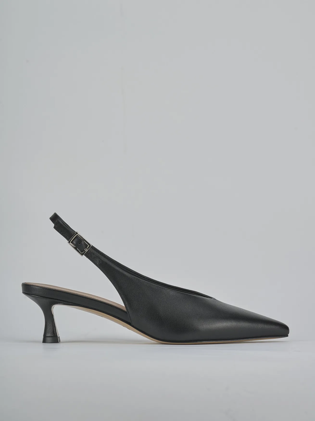 Slingback tacco 5cm pelle nero