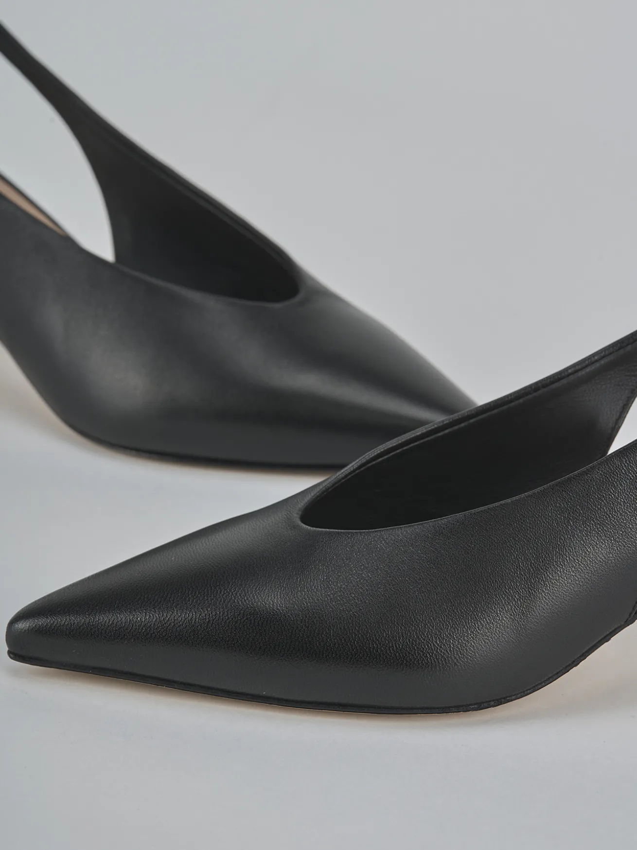 Slingback tacco 5cm pelle nero