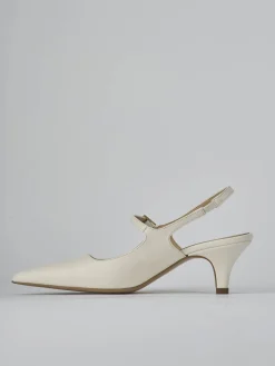 Slingback tacco 4cm pelle bianco