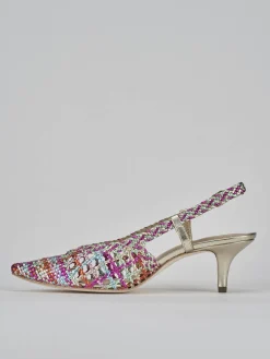 Slingback tacco 5cm pelle multicolor