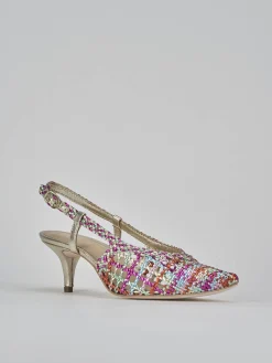 Slingback tacco 5cm pelle multicolor