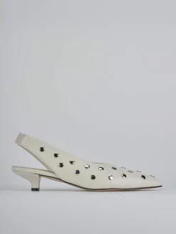 Slingback tacco 4cm pelle beige