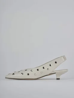 Slingback tacco 4cm pelle beige