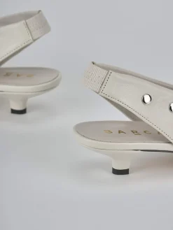 Slingback tacco 4cm pelle beige