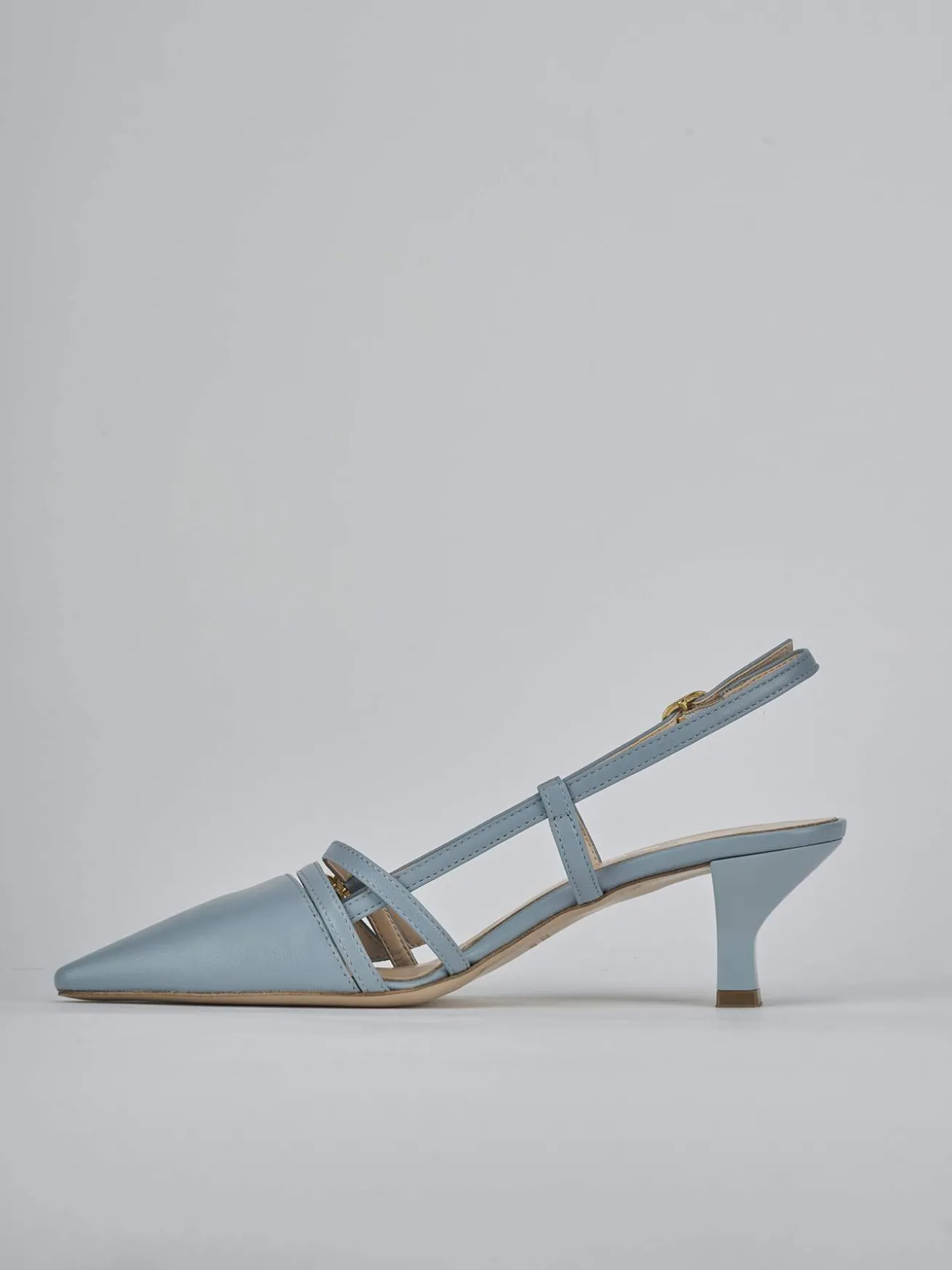 Slingback tacco 6cm pelle azzurro