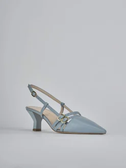 Slingback tacco 6cm pelle azzurro