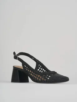 Slingback tacco 5cm pelle nero