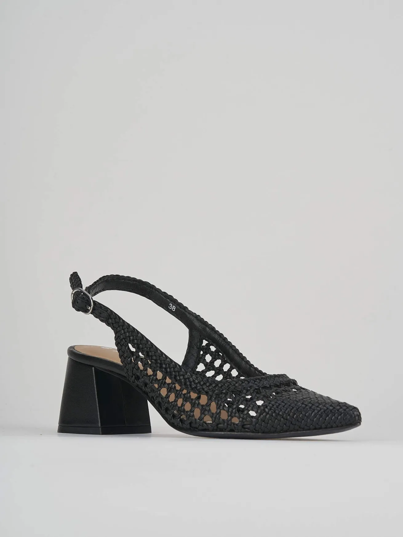Slingback tacco 5cm pelle nero