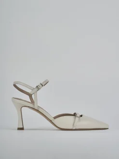 Slingback tacco 8cm pelle bianco