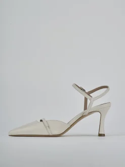 Slingback tacco 8cm pelle bianco
