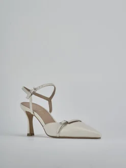 Slingback tacco 8cm pelle bianco