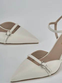 Slingback tacco 8cm pelle bianco