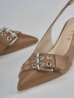 Slingback tacco 5cm pelle testa