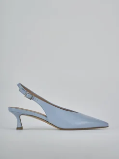 Slingback tacco 5cm pelle azzurro