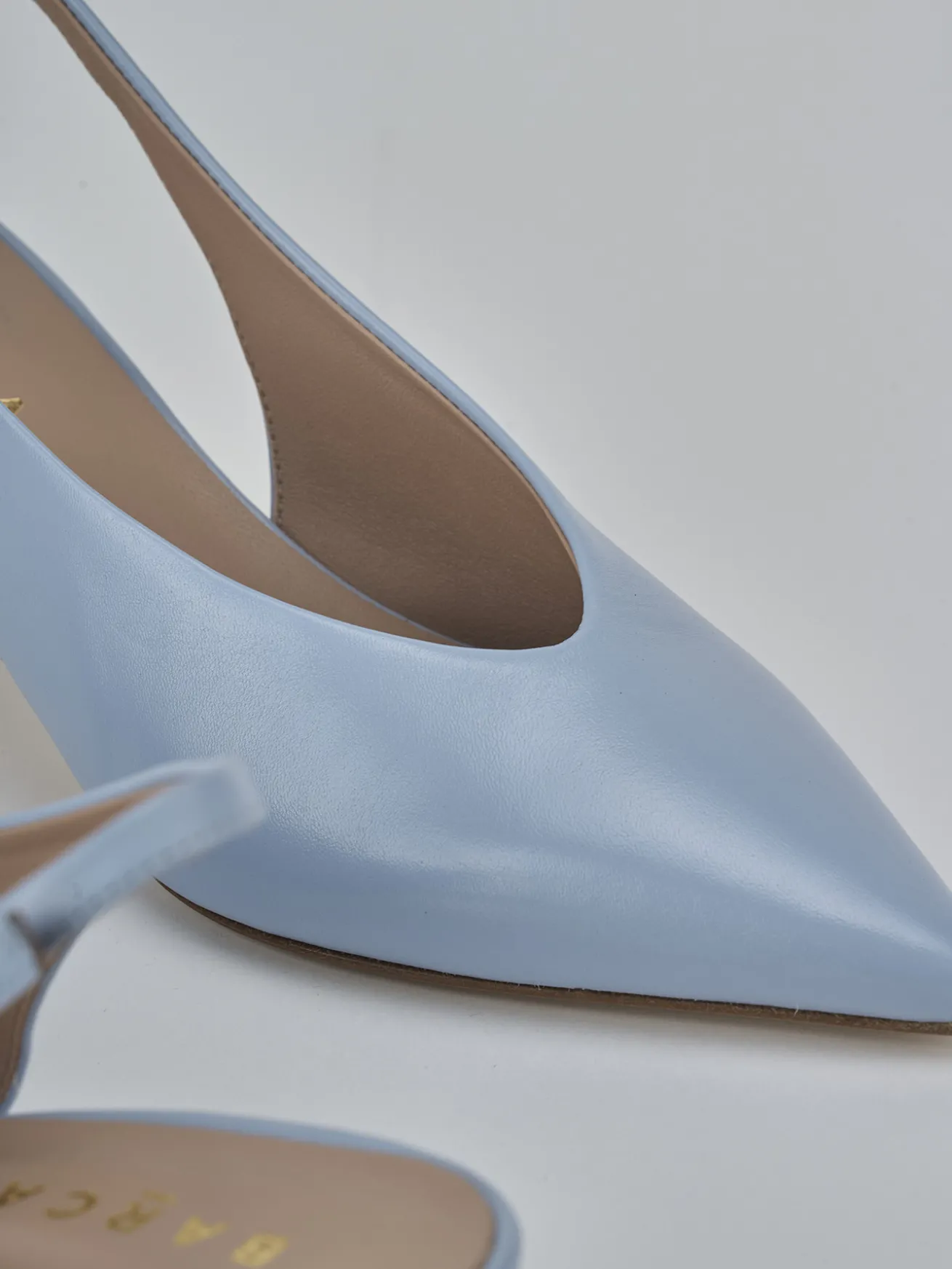 Slingback tacco 5cm pelle azzurro