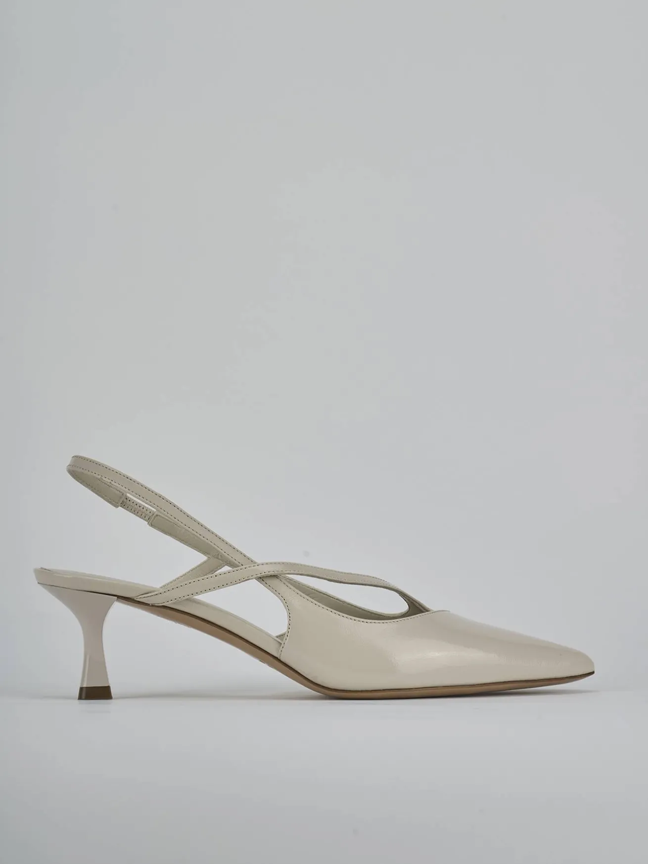 Slingback tacco 5cm pelle beige