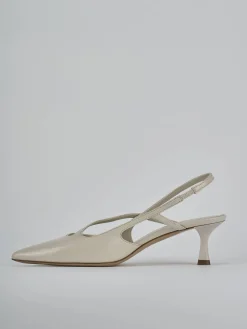 Slingback tacco 5cm pelle beige