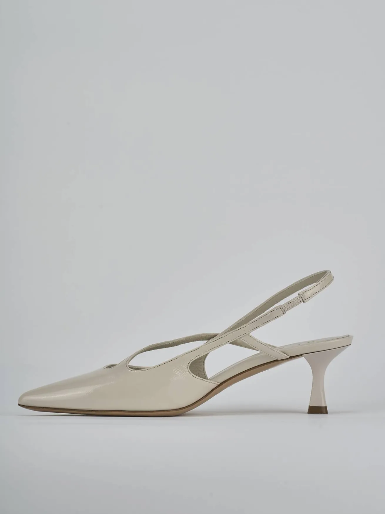Slingback tacco 5cm pelle beige